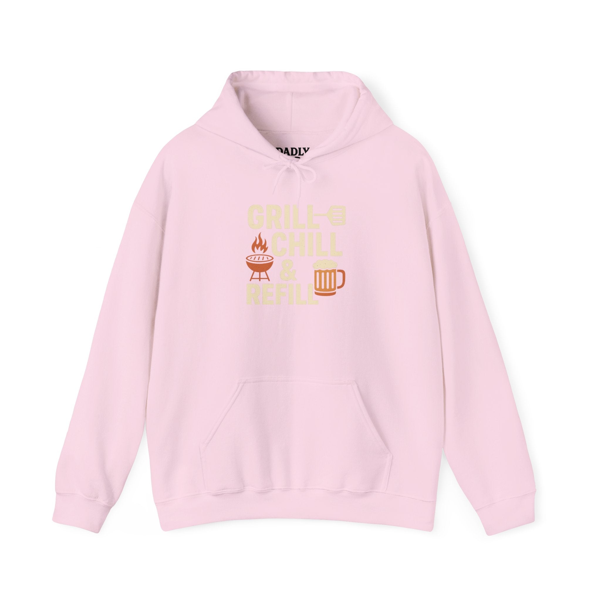 Grill Chill &amp; Refill Hoodie — Summer BBQ Pullover for Grill Lovers