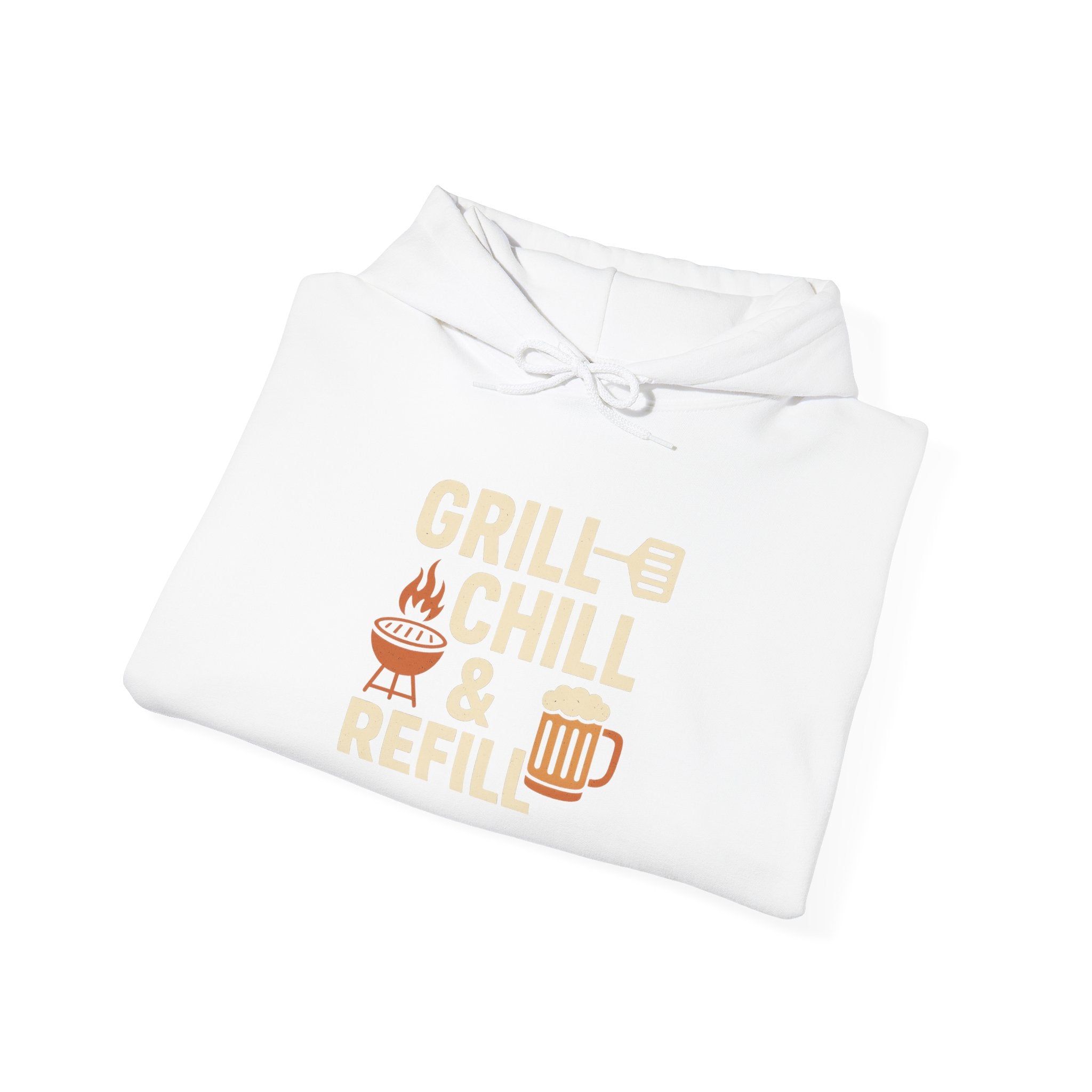 Grill Chill &amp; Refill Hoodie — Summer BBQ Pullover for Grill Lovers