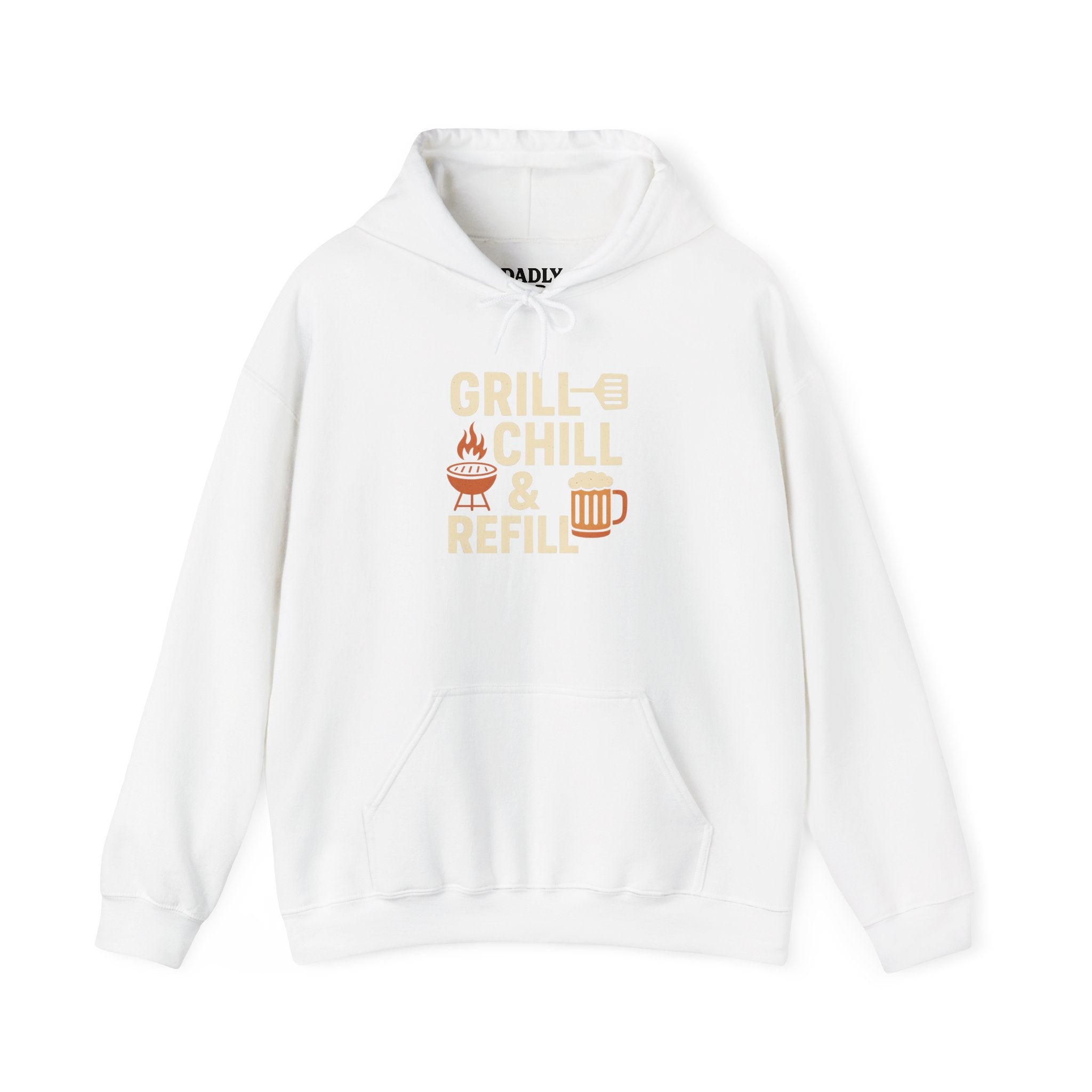 Grill Chill &amp; Refill Hoodie — Summer BBQ Pullover for Grill Lovers