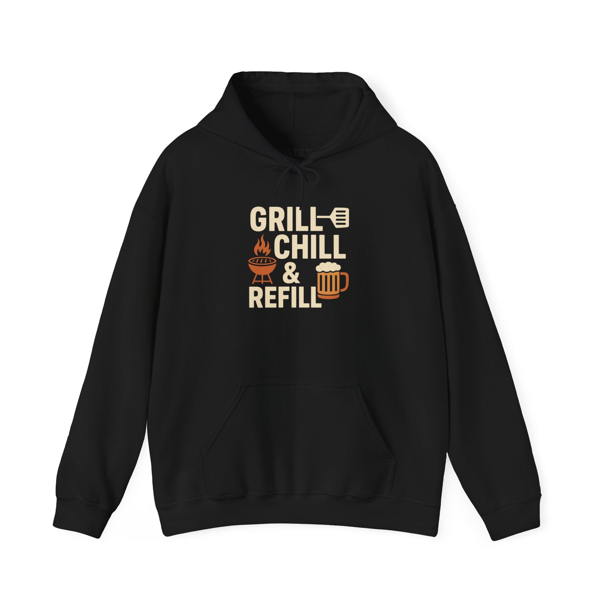 Grill Chill &amp; Refill Hoodie — Summer BBQ Pullover for Grill Lovers